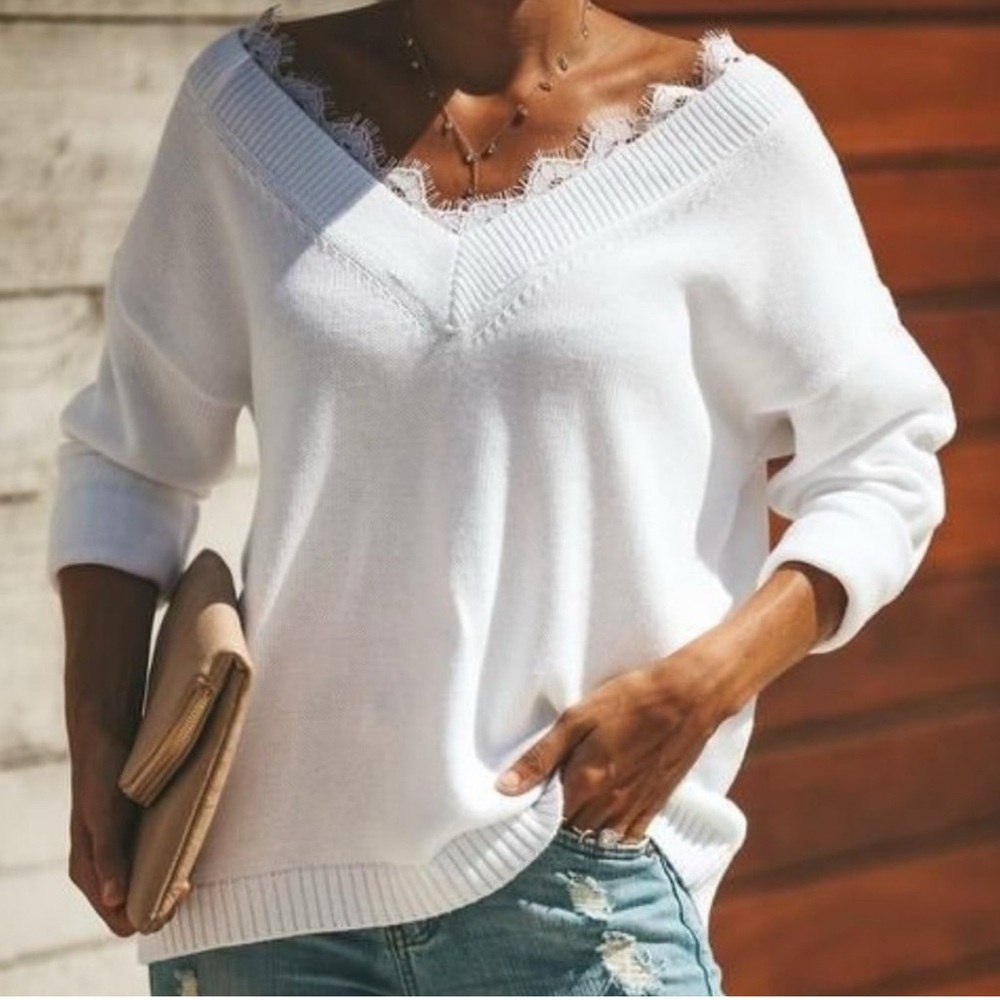 Vici Lydia Lace Contrast Sweater Size Small